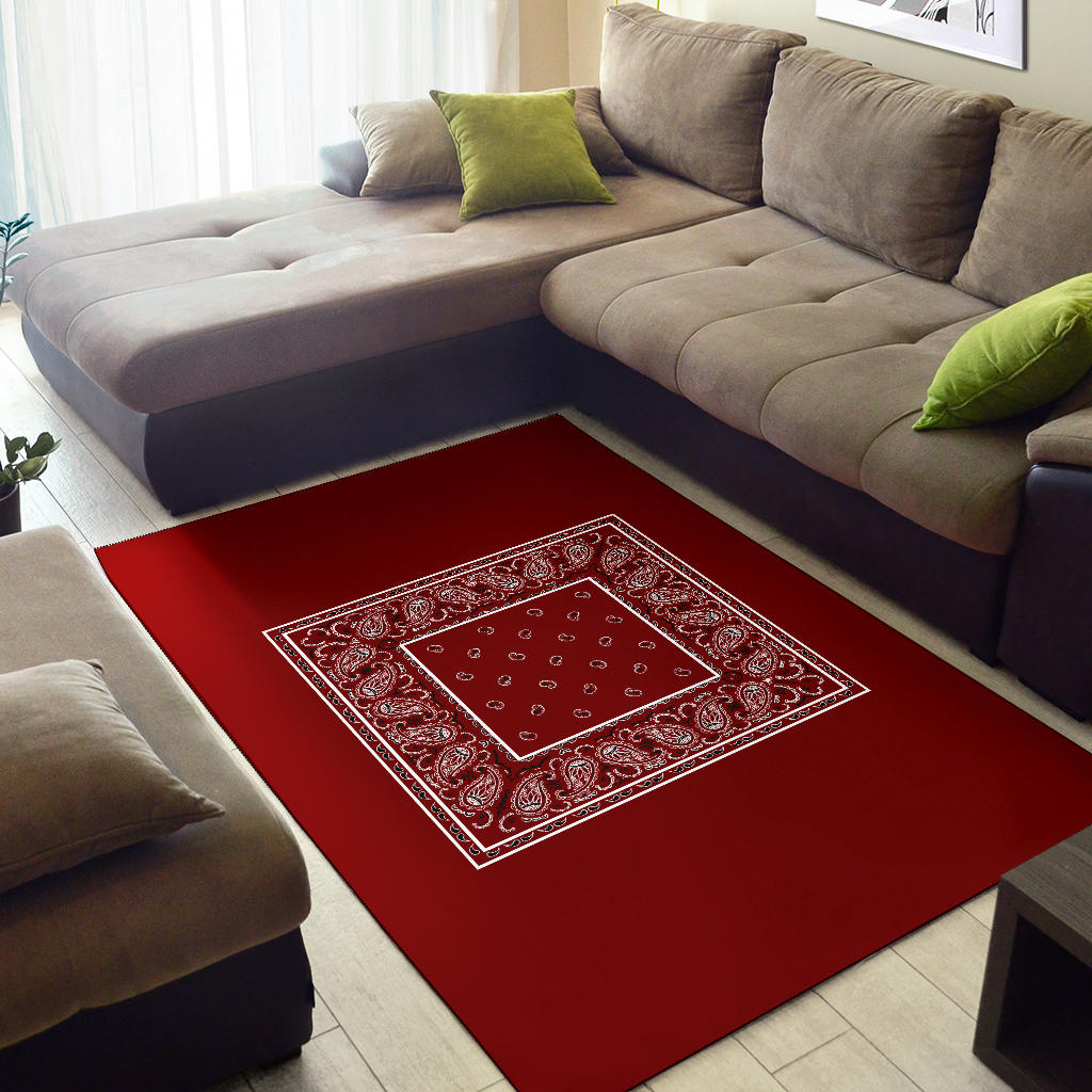 Maroon Bandana Area Rugs - Minimal