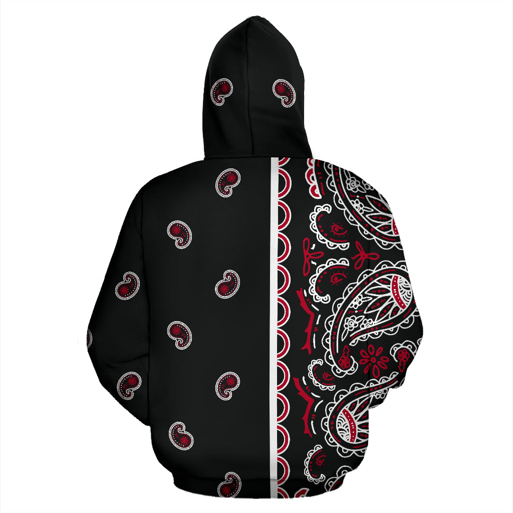 Asymmetrical Wicked Black Bandana Zip Up Hoodie