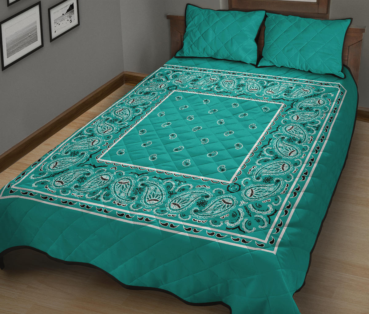 Quilt Set - Turquoise Bandana Quilt w/Shams