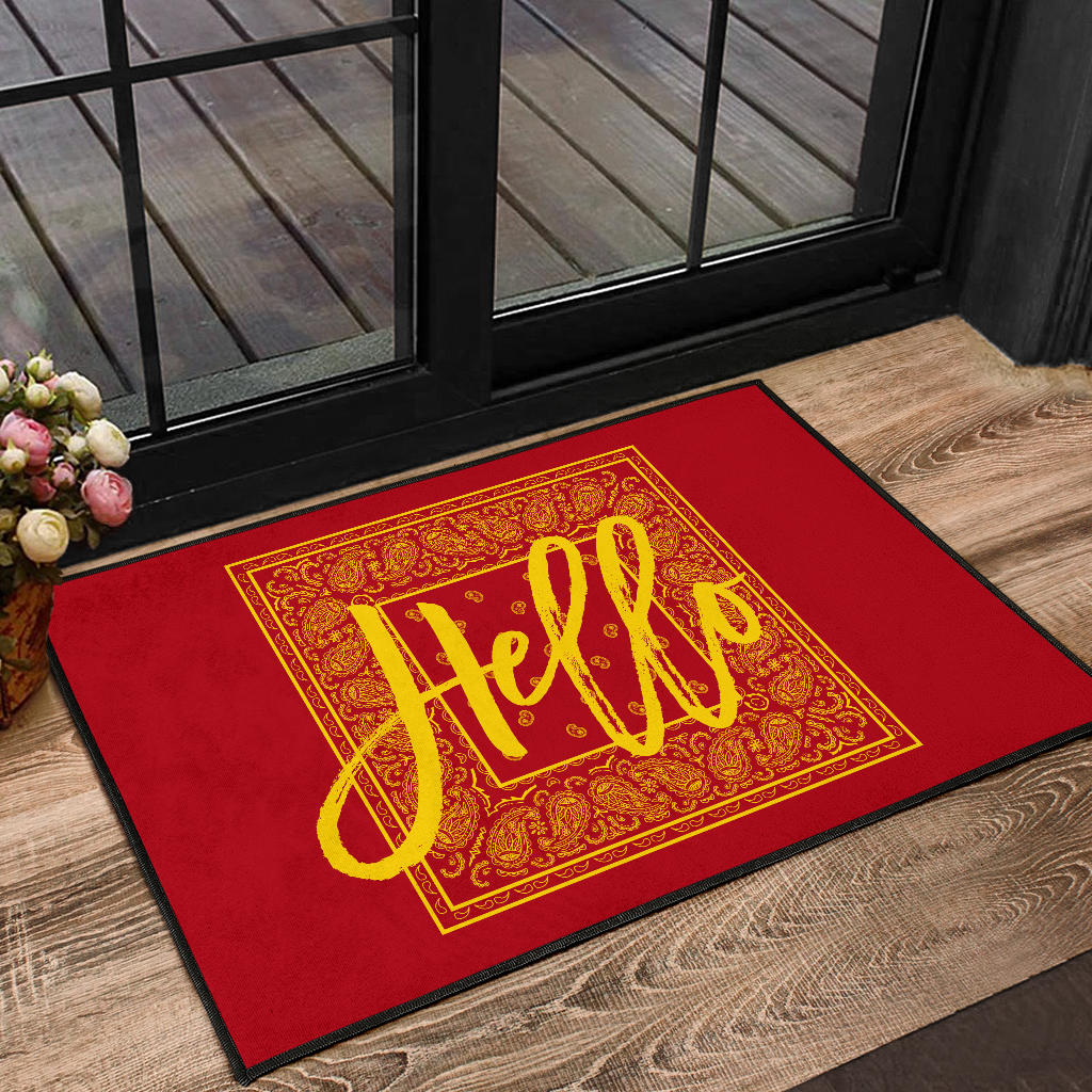 Red and Gold Bandana Door Mats