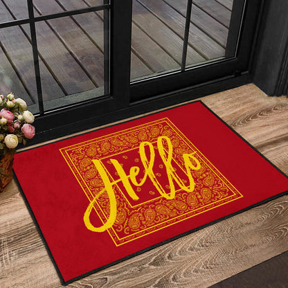Red and Gold Bandana Door Mats