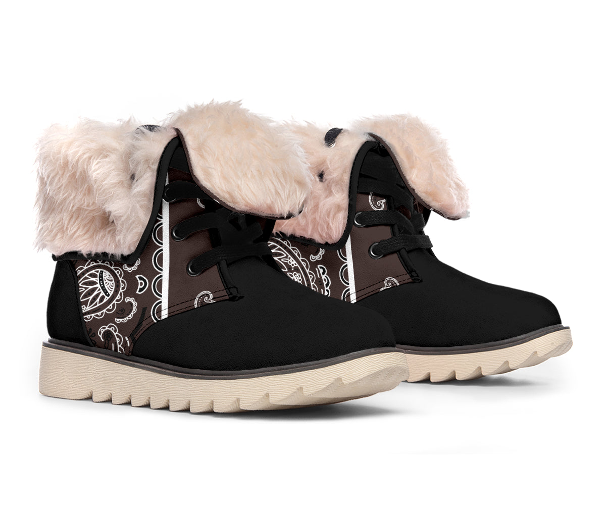 Coffee Brown Bandana Women's Winter Boots