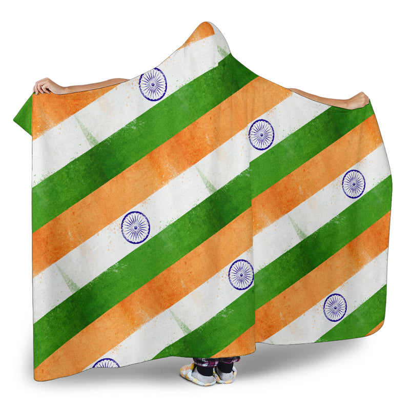 Ultimate India Flag Tiled Hooded Blanket