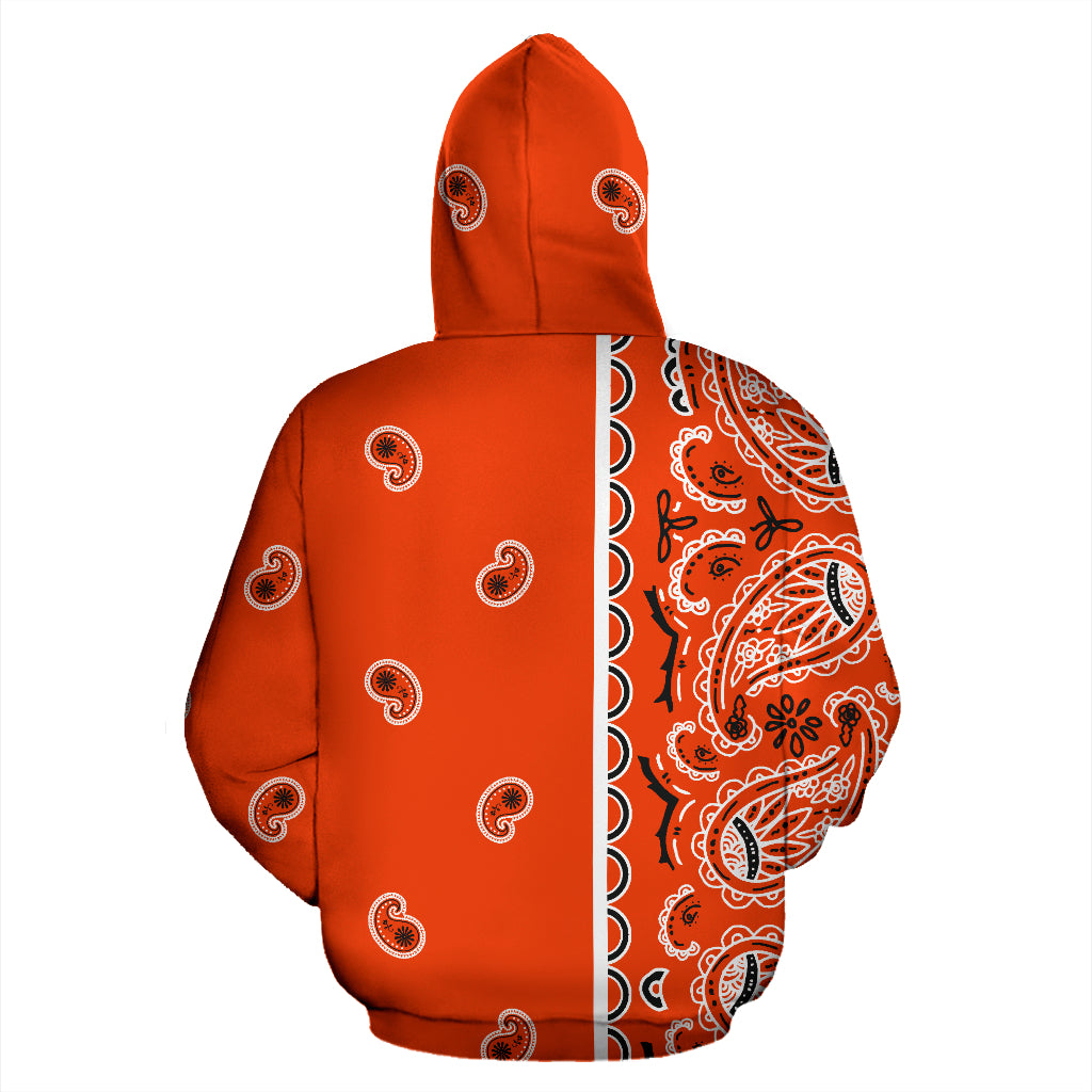 orange zip up hoodie back view