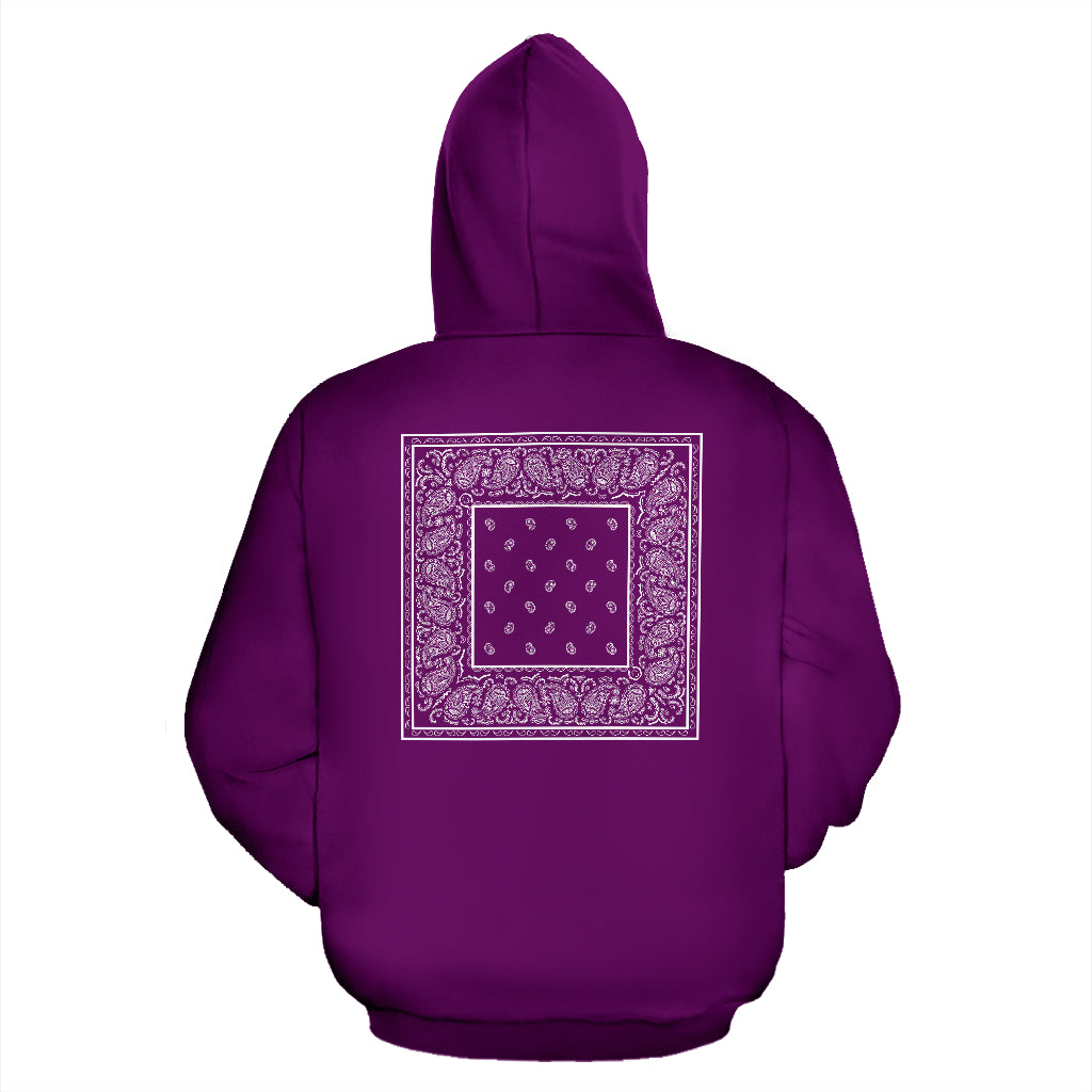Back Print Wild Plum Bandana Zip Hoodie
