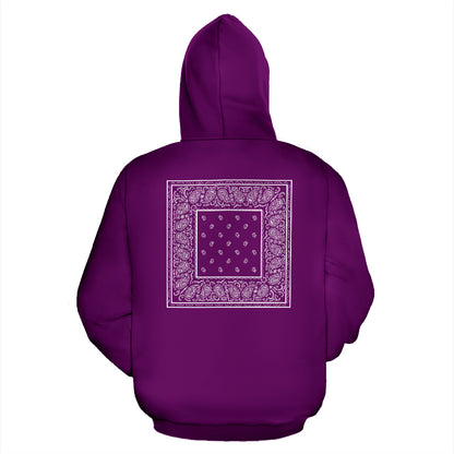 Back Print Wild Plum Bandana Zip Hoodie