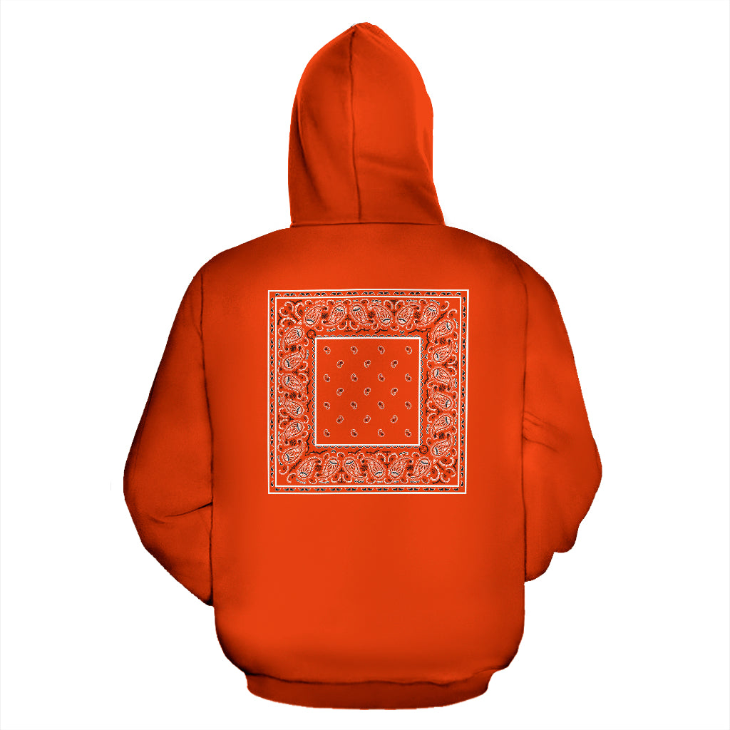 orange bandana zip hoodie back view
