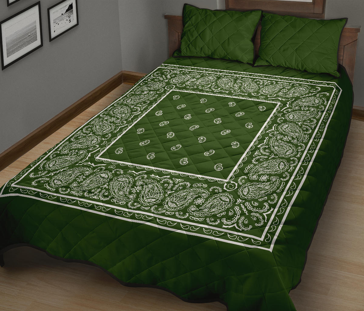 Quilt Set - Forest Green Bandana Quilt w/Shams