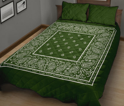 Quilt Set - Forest Green Bandana Quilt w/Shams