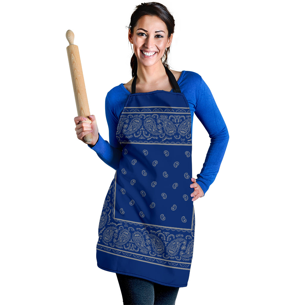 Blue and Gray Big Bandana Apron