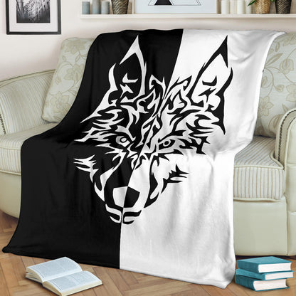 White Wolf Tribal Fleece Throw Blanket