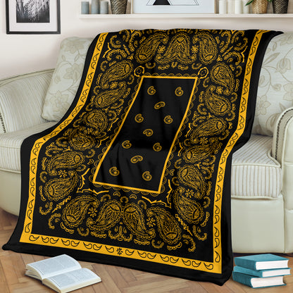 Black Gold Bandana Fleece Throw Blanket