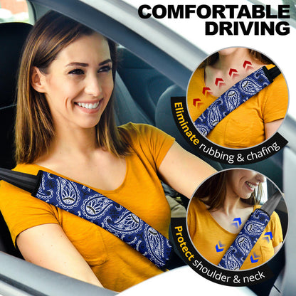 Royal Blue Bandana Seat Belt Covers - 3 Styles