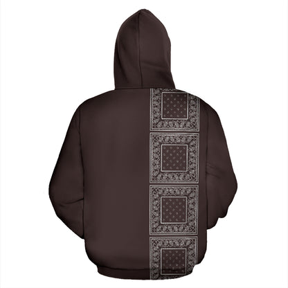 brown bandana zip hoodie back view