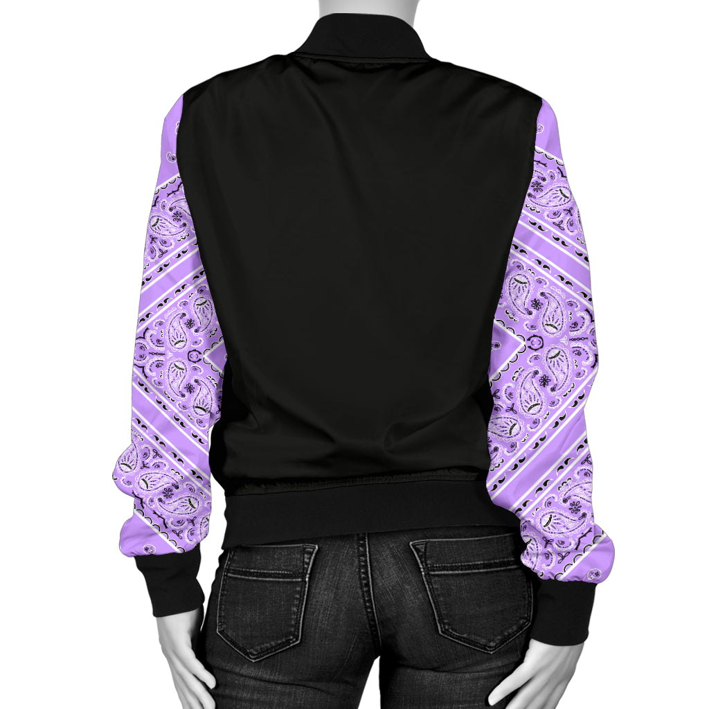 Women's Lilac Bandana Sleeved Bomber Jacket