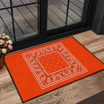 Perfect Orange Bandana Door Mats