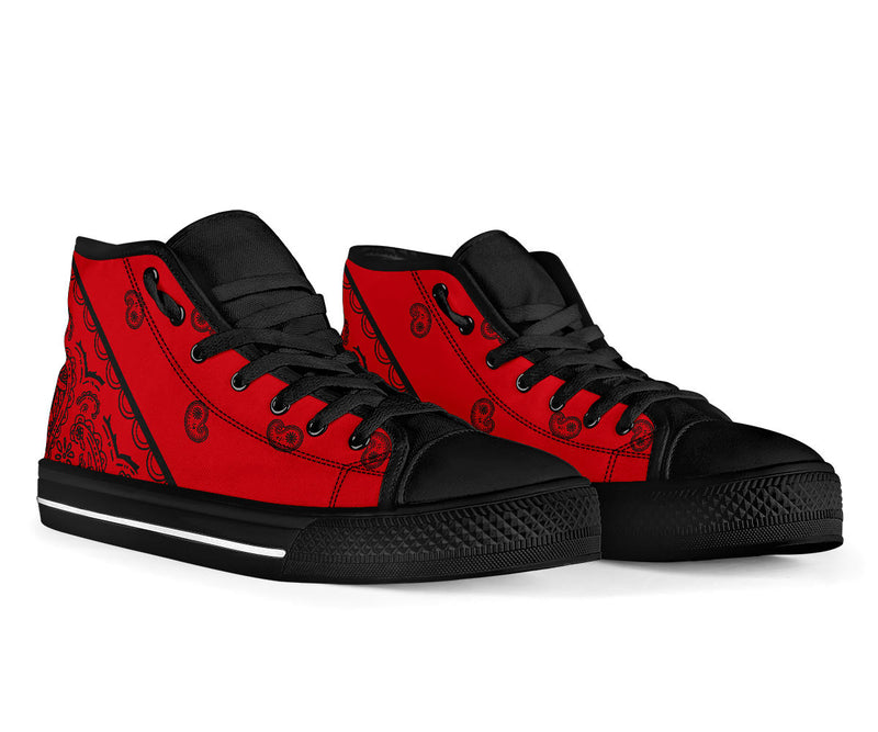 Red and Black Bandana High Top Sneakers