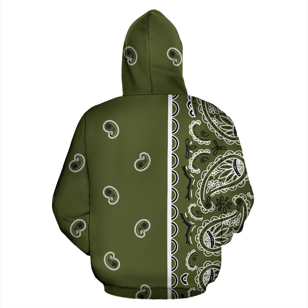 green bandana pullover hoodie back view