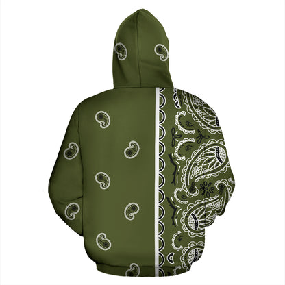 green bandana pullover hoodie back view