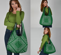 green bandana shopping bags