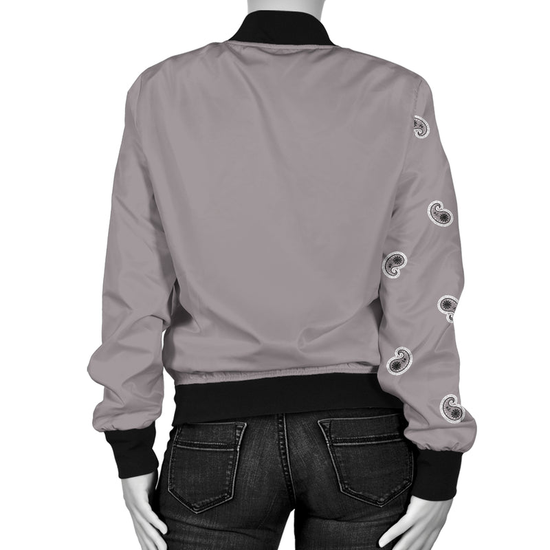 Asymmetrical Classic Gray Bandana Women's Bomber Jacket