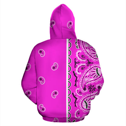 Asymmetrical Abruptly Pink Bandana Zip Up Hoodie