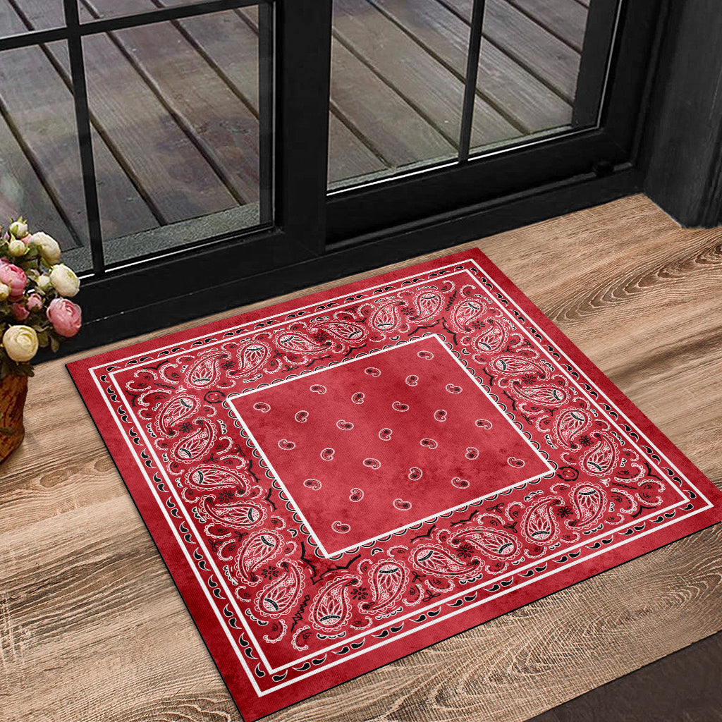 Denim Red Bandana Square Doormat