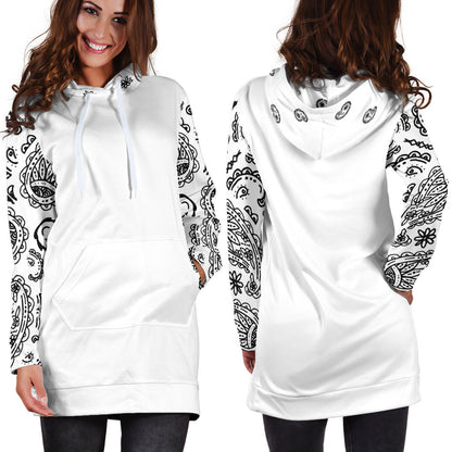 Front and Back White Bandana Hoodie Dress
