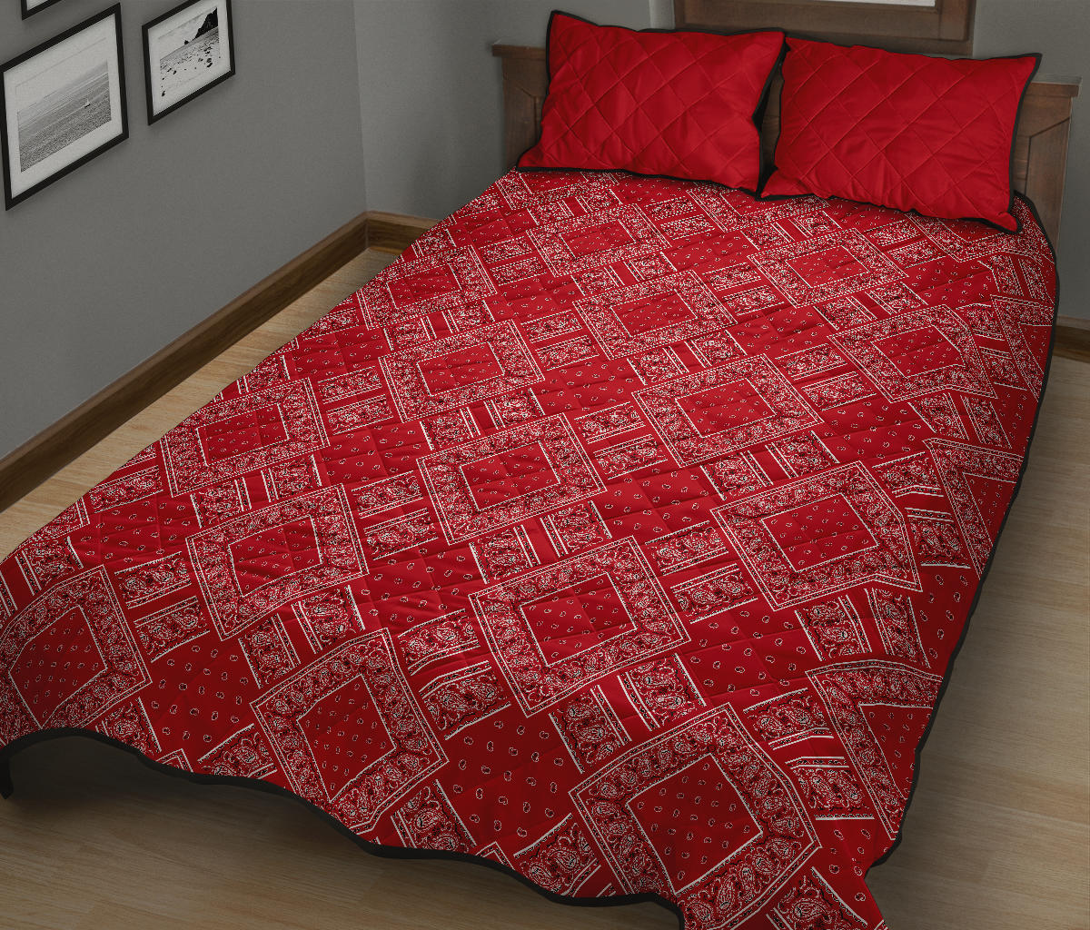 Quilt Set - Classic Red Bandana DB Quilt w/Shams