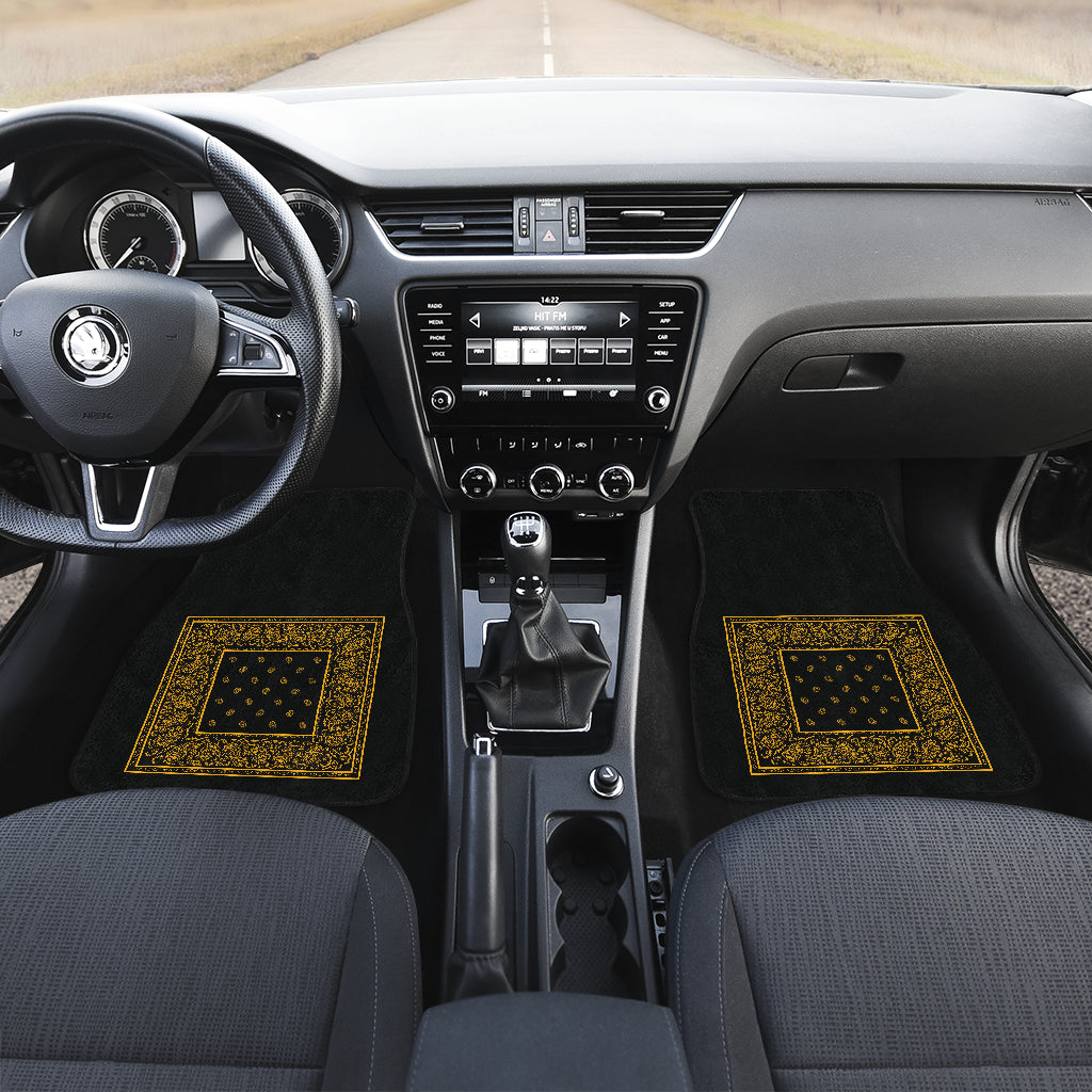 black and gold bandana automobile mats