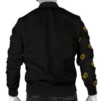 Asymmetrical Black Gold Bandana Men's Bomber Jacket