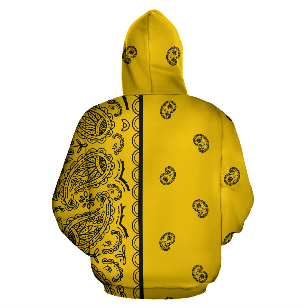 yellow and black bandana hoodie back view