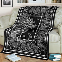 black bandana fleece throw with snake