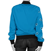 Asymmetrical Sky Blue Bandana Women's Bomber Jacket