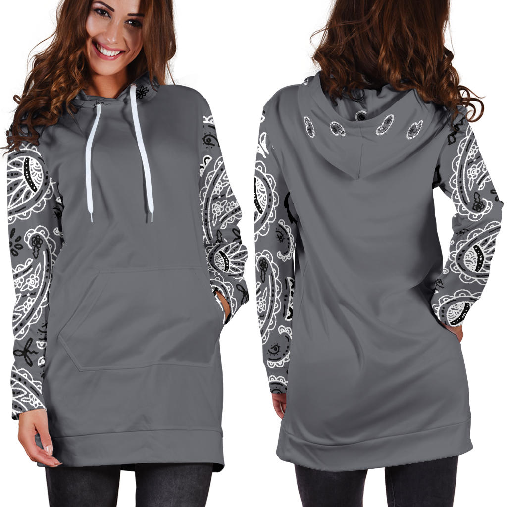 Gray Bandana Hoodie Dresses