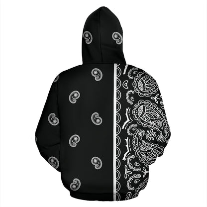 black bandana pullover hoodie back view
