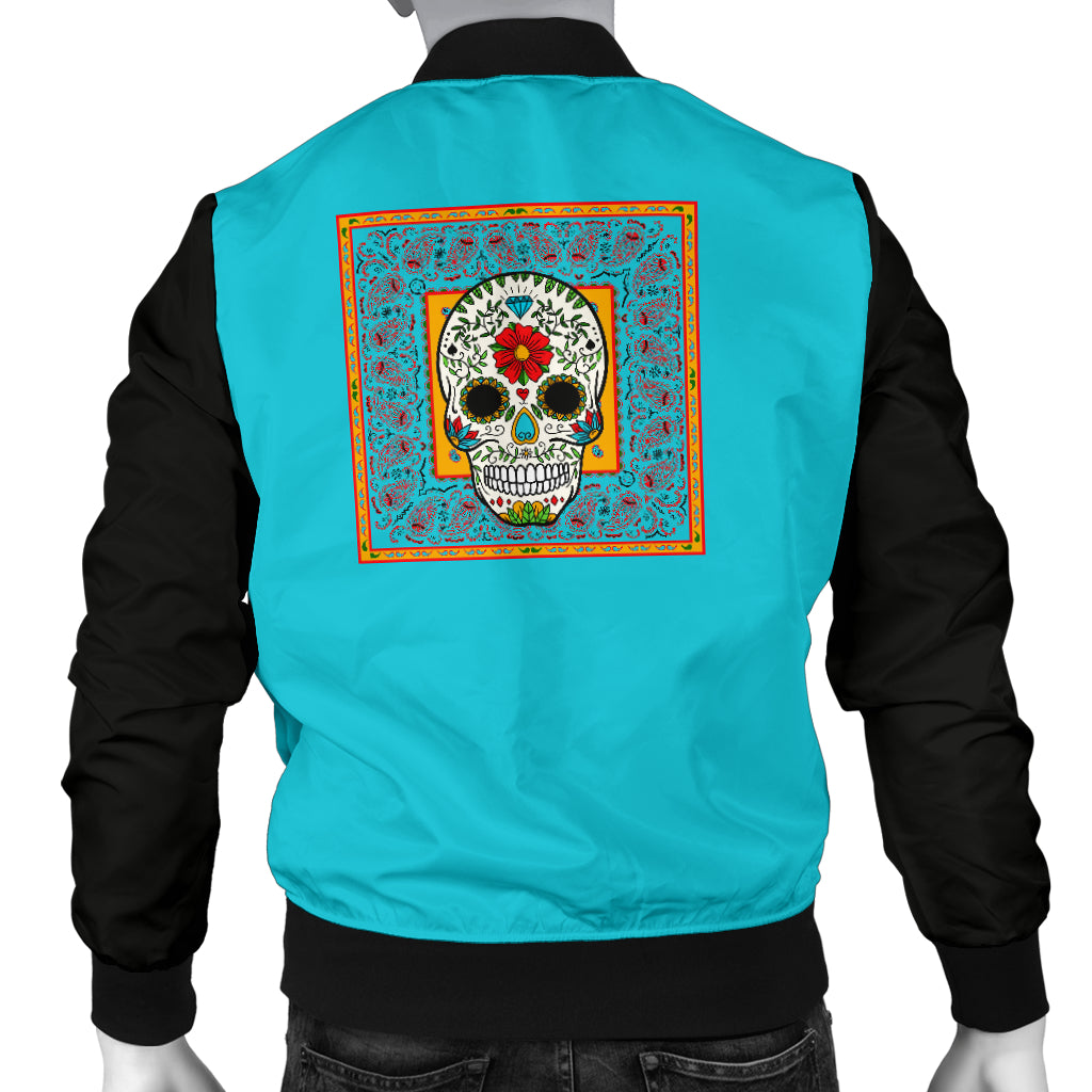 Men's Festive Sugar Skull Bandana Bomber Jacket
