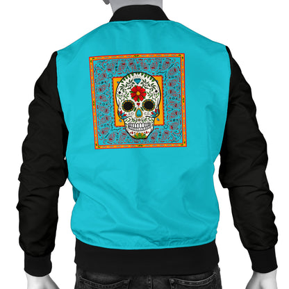 Men's Festive Sugar Skull Bandana Bomber Jacket
