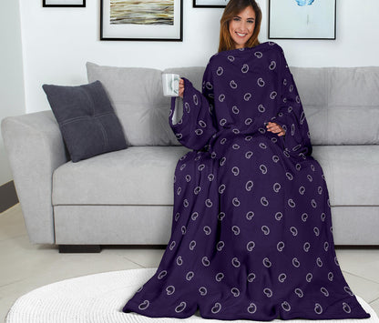 wearable purple paisley sleeved blanket
