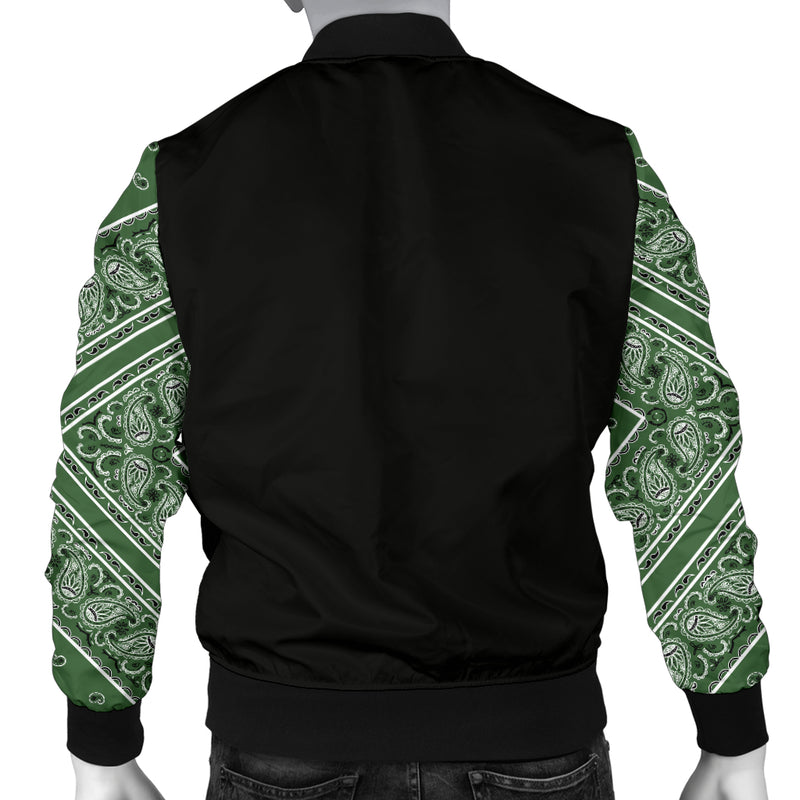 Men's Classic Green Bandana Sleeved Bomber Jacket