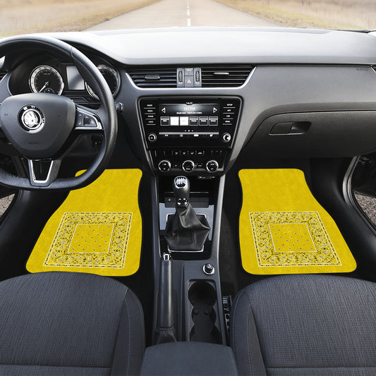 Quad Sunshine Yellow Bandana Car Mats - Minimal