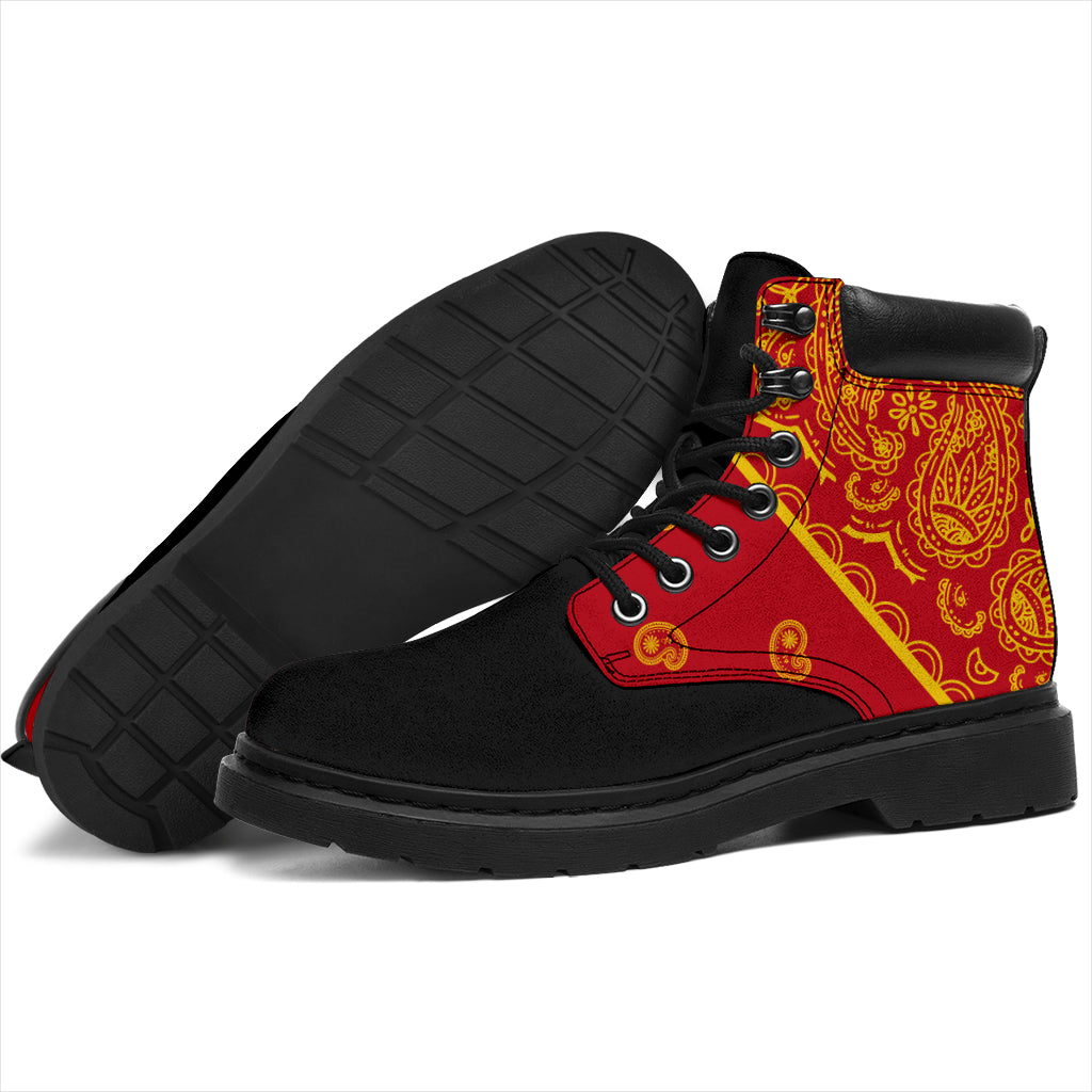 Red and Gold Bandana Blackout All Season Boots