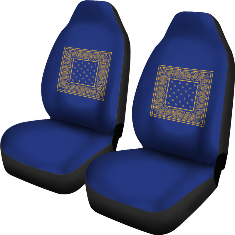 Blue Gold Bandana Car Seat Cover - Minimal