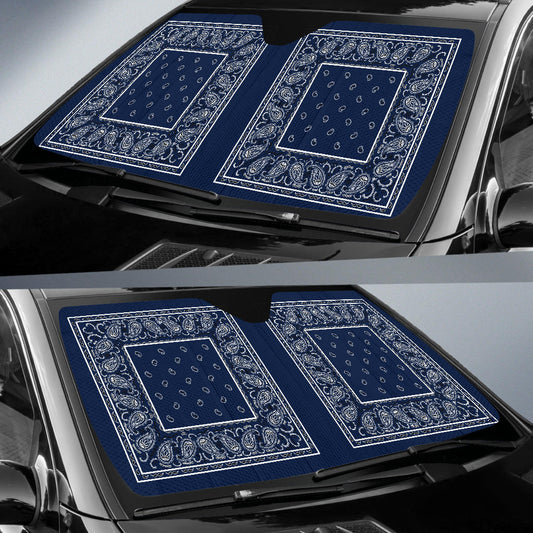 Navy Blue Bandana Car Window Shade