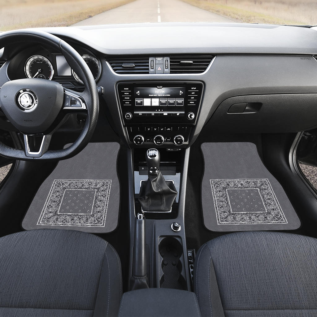 gray bandana muscle car floor mats