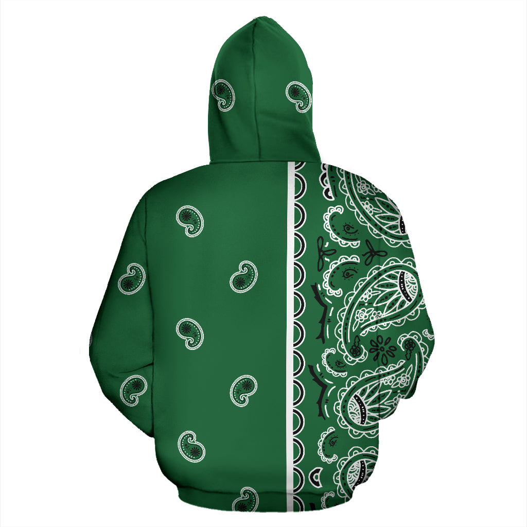 green bandana pullover hoodie back view