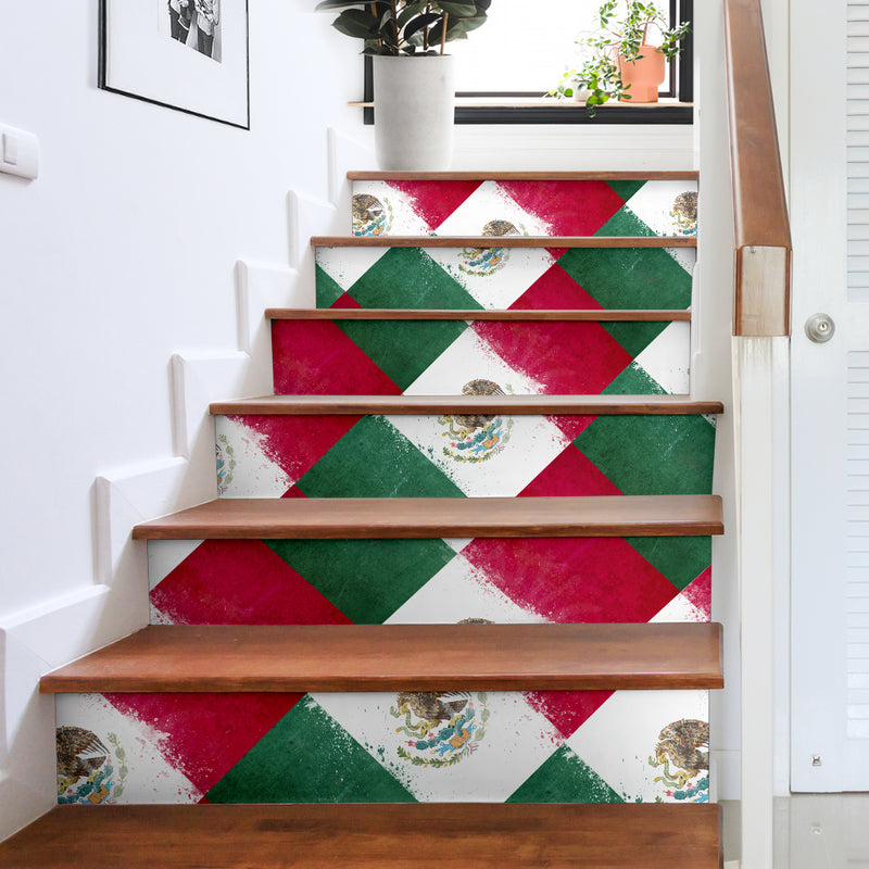 Mexican flag stairway decor