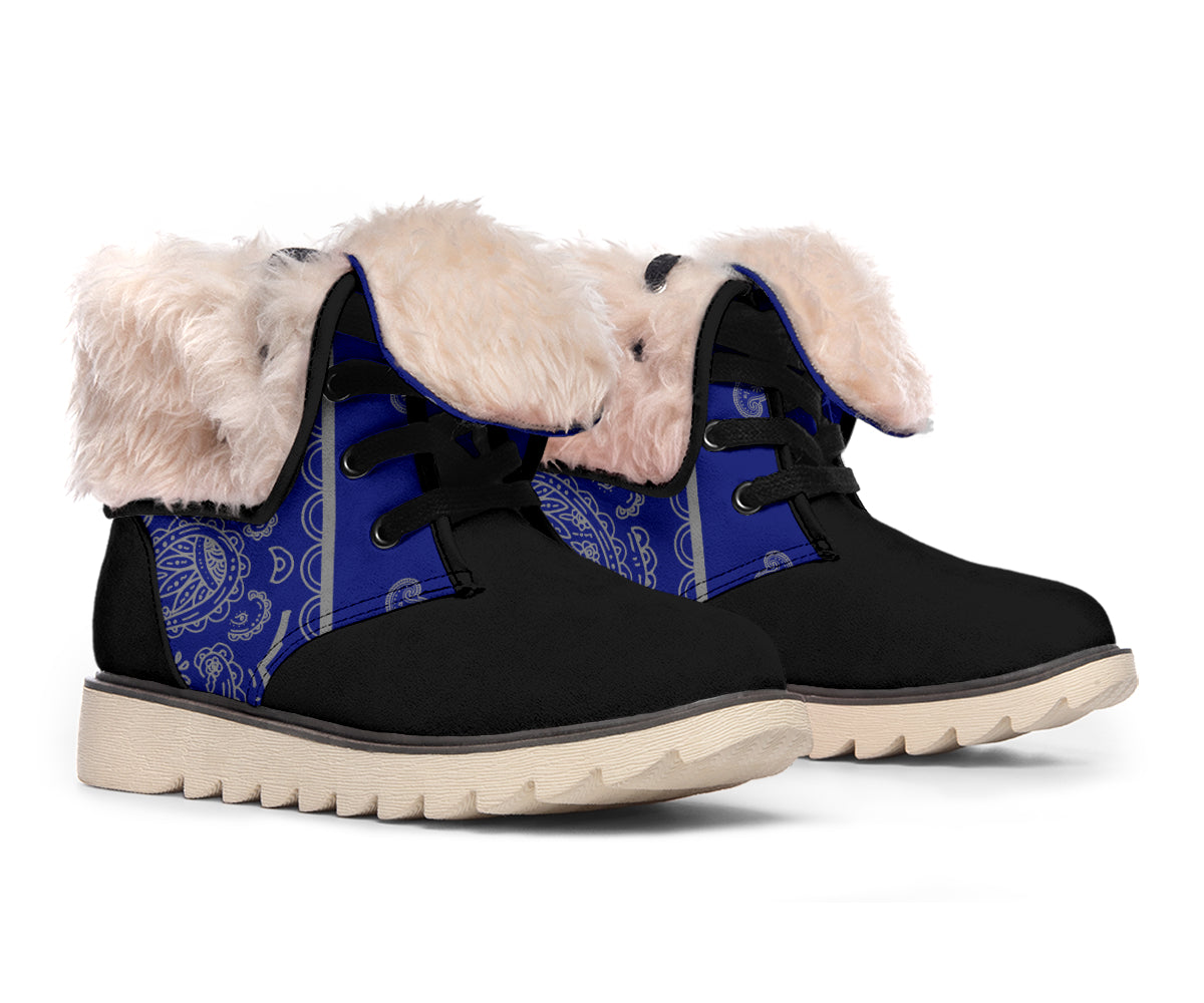 Blue and Grey Bandana Women's Winter Boots