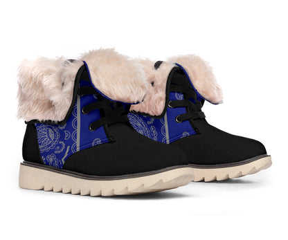 Blue and Grey Bandana Women's Winter Boots
