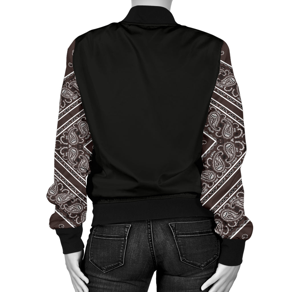 Women's Coffee Brown Bandana Sleeved Bomber Jacket